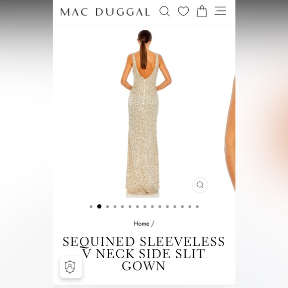 Mac Duggal Sequin High Slit Gown - Picture 2 of 16